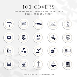 100 Real Estate Instagram Highlight Icons Navy Blue Gold IG - Etsy
