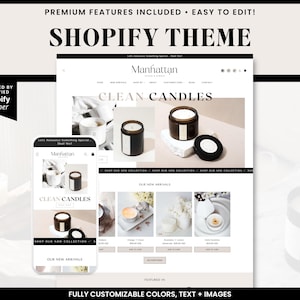 Candle Shopify Theme Website Template Design with Editable Ecommerce Shop Banners for Small Business Branding in Minimalist Vibes - MA01