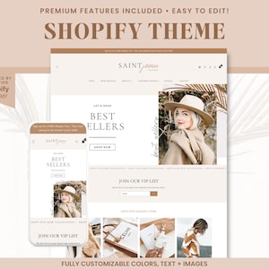 Shopify Theme Template, Minimal Shopify Website & Store Banner, Shopify 2.0 Boutique Design, Website Design, Luxe White Shopify Theme SJ01