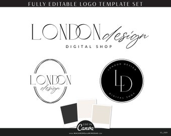 Editable Logo Design, Logo Template Canva, DIY Minimal branding kit, Preppy Small Business Boutique Logo LD01