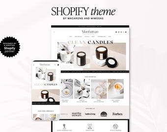 Candle Shopify Theme Website Template Design with Editable Ecommerce Shop Banners for Small Business Branding in Minimalist Vibes - MA01