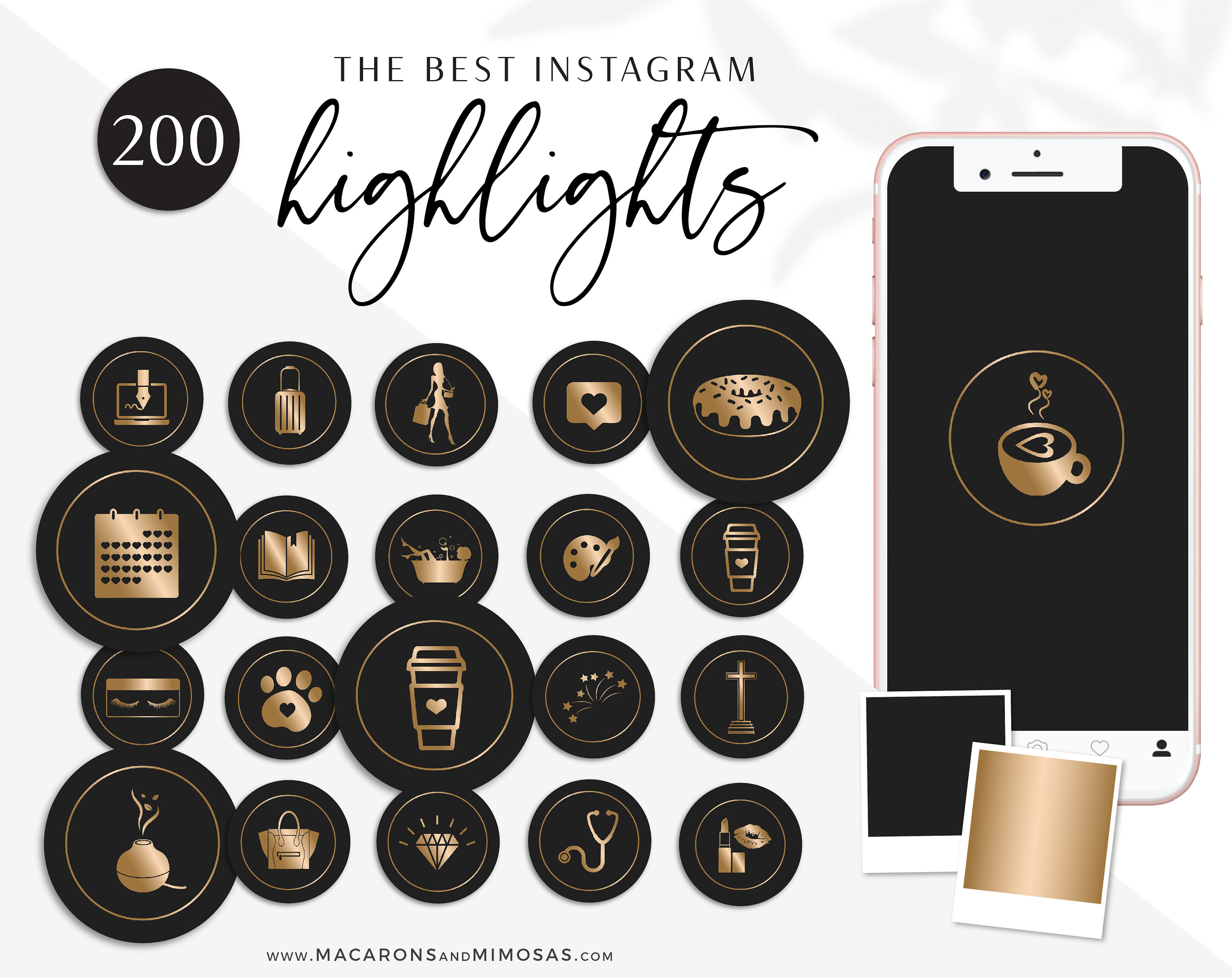Instagram Story Highlight Icons Black and Gold Instagram - Etsy