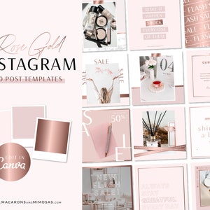 Rose Gold Instagram Post Templates Canva, Blush Pink Quotes for Instagram, Instagram Beauty Posts, Social Media Templates for Canva