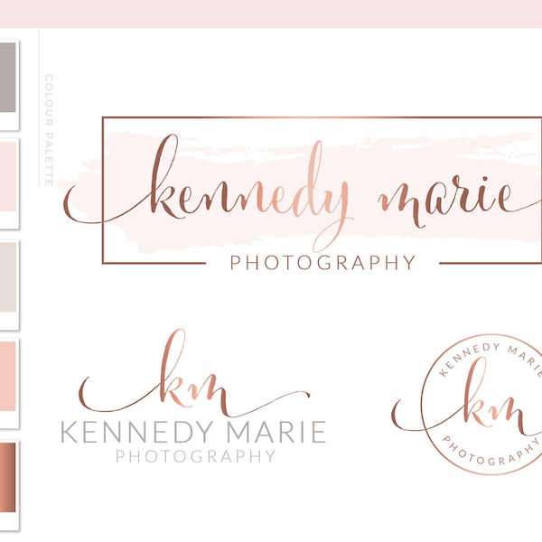 Photography Logo Design, Business Logo Branding Kit, Logo Design Custom, Rose Gold Logo Branding Package, Premade Logo and Watermark