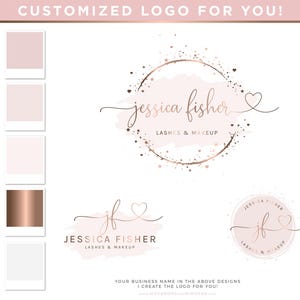 Pretty Logo Design Branding Kit Customized for Boutiques, Photographers, Florist, Esthetician and Small Business, Elegant Pastel Watercolor