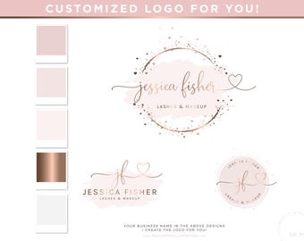 Pretty Logo Design Branding Kit Customized for Boutiques, Photographers, Florist, Esthetician and Small Business, Elegant Pastel Watercolor