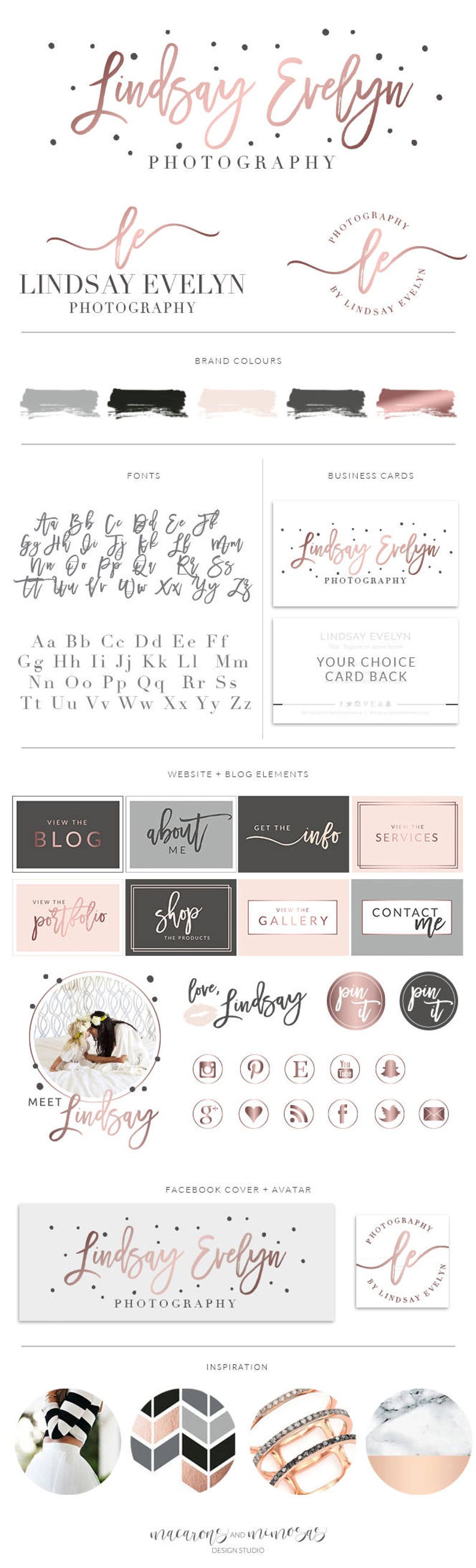 Rose Gold Spots Dots Photography Logo Custom Logo Design image 1