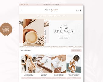 Shopify Theme Template Minimal Boutique Website | Luxe White Boho Shopify 2.0 Design with Shopify Banners | Saint James