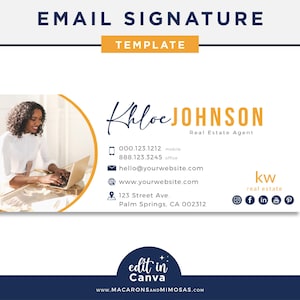 Sjabloon voor e-mailhandtekening met logo, minimalistisch, marketingtool voor bestseller-makelaar, professionele fotohandtekening onroerend goed, Gmail-ontwerp