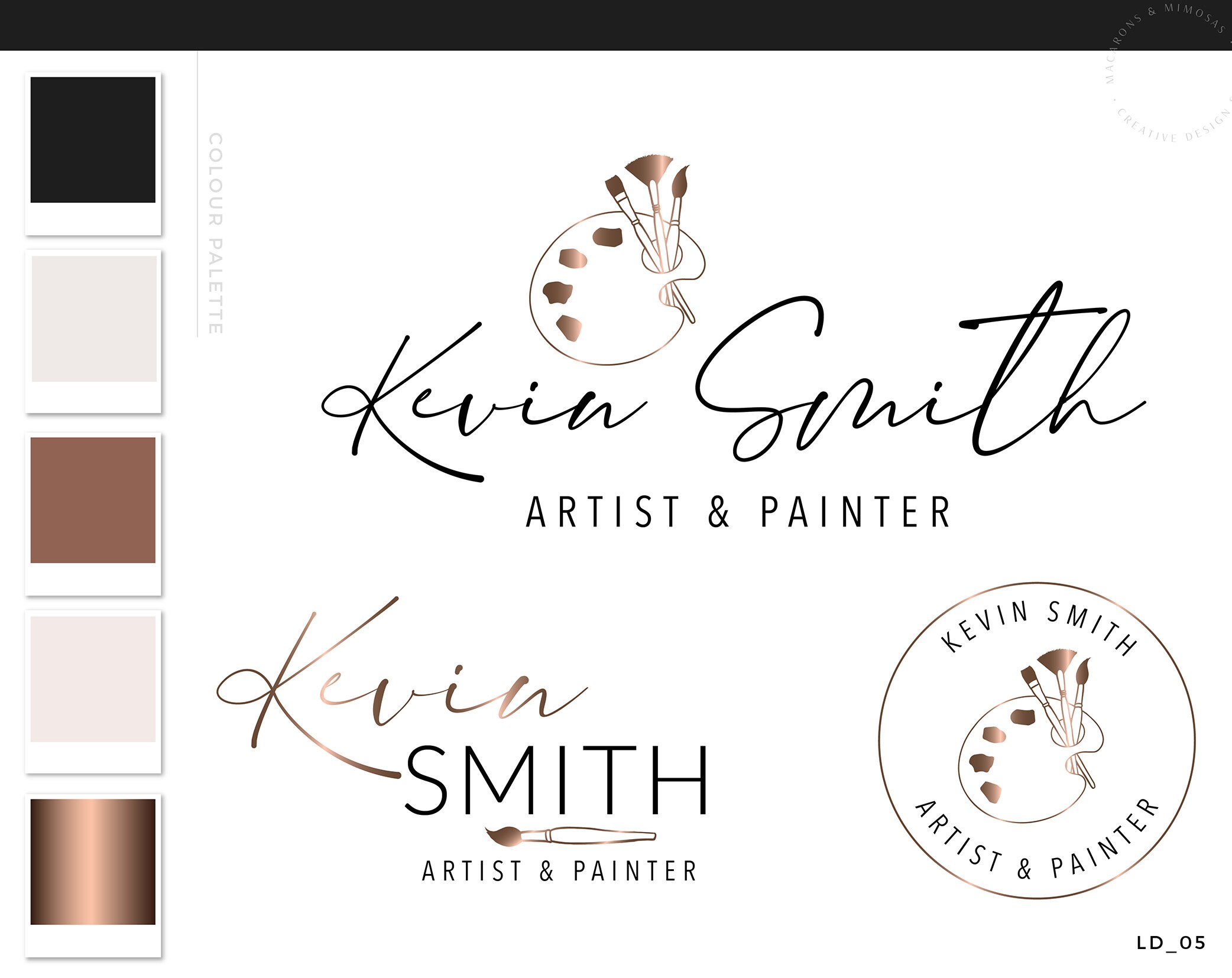 Art Shop Logo Set Paint Brush Logo Design For Art Studio Etsy
