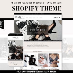 Shopify Theme Template, Minimal Shopify Website, Shopify Store Banner, Shopify 2.0 Design, Ecommerce Website, Luxe Shopify Boutique - B01