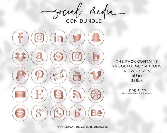 Rose Gold Social Media Icons PNG Social Media Icons Social -  Portugal