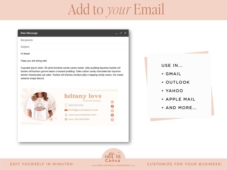 Pretty Boho Email Signature Template Edit in Canva, Neutral Fun Pastel ...