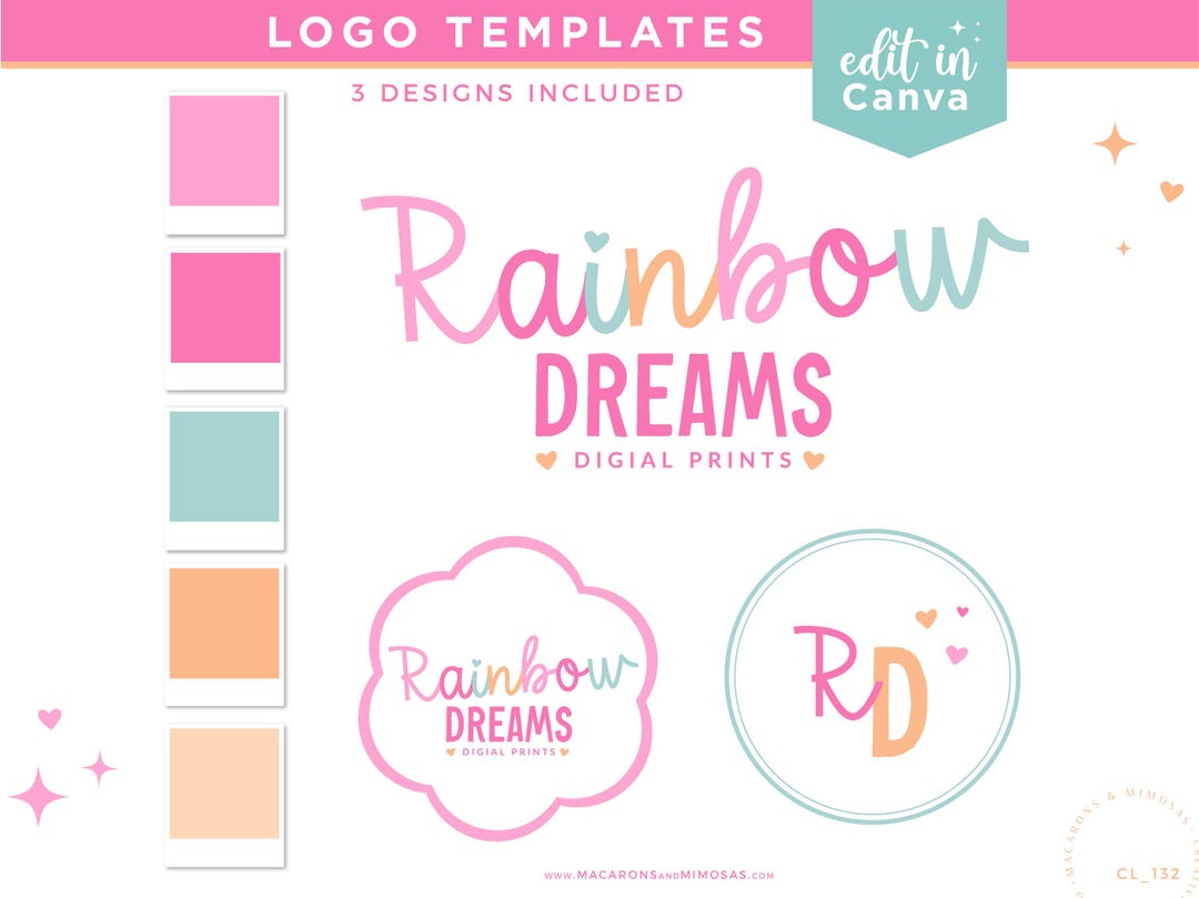 Cute Logo Template Editable in Canva, Playful Branding Kit for Small ...