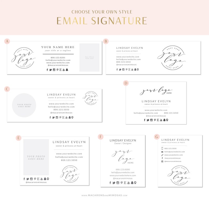 Premade Branding Kit, Photography Logo Set Watermark, Handwritten initials, Gold Initials Signature / Rose Gold Logo Design Stamp Logo 55 image 7