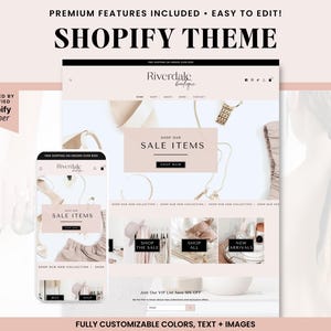 Pink Shopify Theme Website Template and Ecommerce Store Banners editable in Canva, Premium Web Design for Online Jewlery, Clothing Boutique