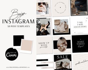 Instagram Post Templates Canva, Luxe Modern Quotes for Instagram, Black Nude Engagement Beauty, Coach Affirmation Business Bundle B01