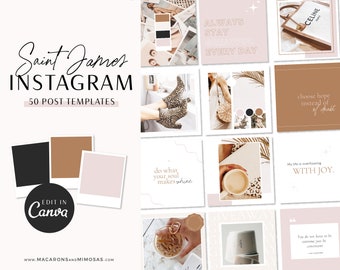 Neutral Instagram Post Templates, Creative Engagement Quotes Business Coach Instagram, Boho Fashion Branding, Canva Blogger Template SJ01