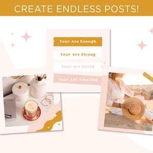 Boho Instagram Post Templates Bundle Editable in Canva for Social Media ...