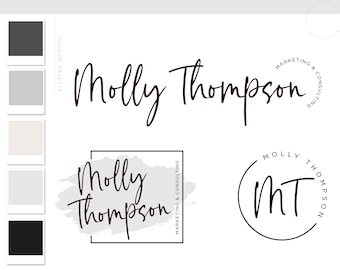 Logo Design Branding Package, Photography Logo Design Kit, Watercolor Handwritten Signature Business Logo, Professional Logo Watermark Stamp
