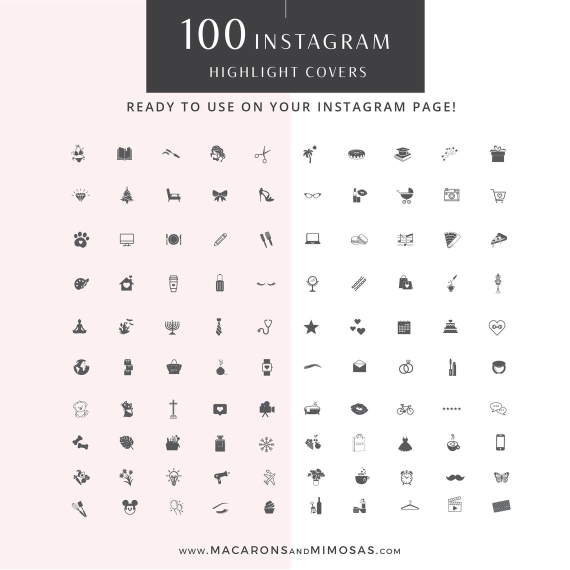 106 Instagram Story Highlights Icons Rose Gold Watercolor | Etsy