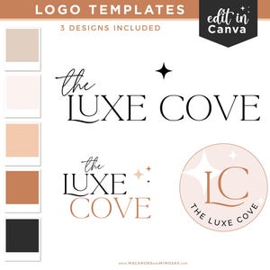 Logo-Vorlage Canva, bearbeitbares Logo-Design, Luxe Minimal DIY Branding Kit, Preppy Small Business Boutique Logo mit Brand Board