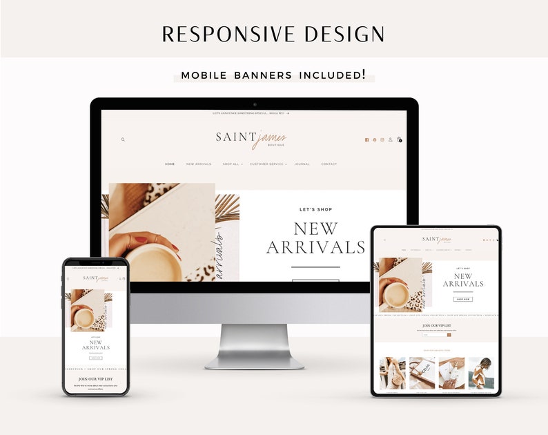 Shopify Theme Template, Minimal Shopify Website & Store Banner, Shopify 2.0 Boutique Design, Website Design, Luxe White Shopify Theme SJ01 image 8
