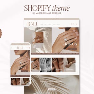 Shopify Theme Template for Online Jewelry Boutique Website, Ecommerce Branding for Small Business