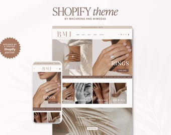 Shopify Theme Template for Online Jewelry Boutique Website, Ecommerce Branding for Small Business