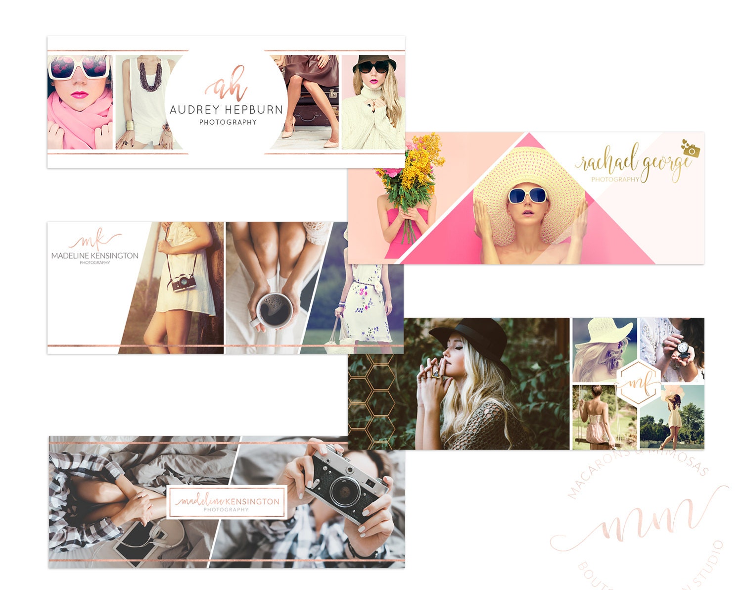 Photography Facebook Cover Blog Header BUNDLE Cover Rose Gold Etsy