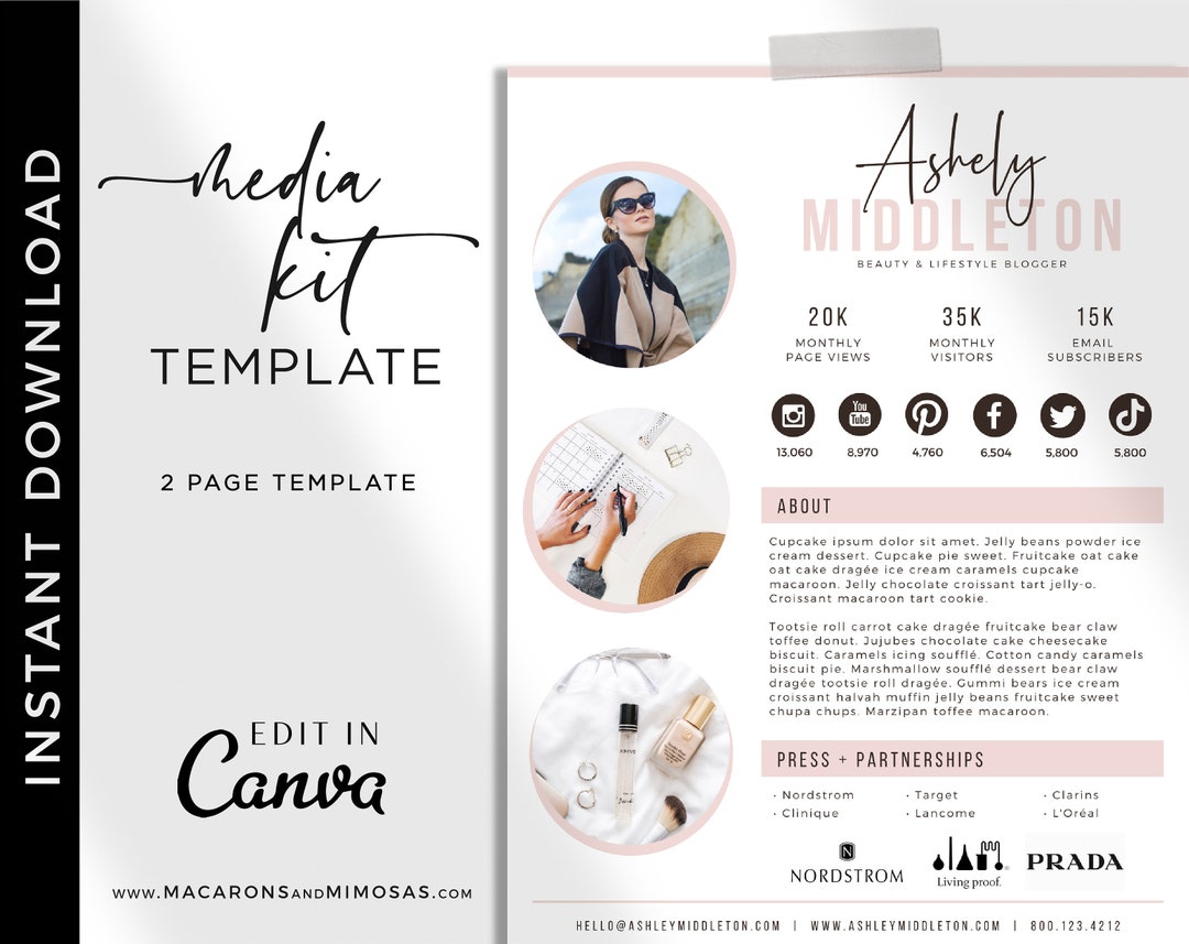 Media Kit Canva Template Influencer Media Kit Press Kit Etsy