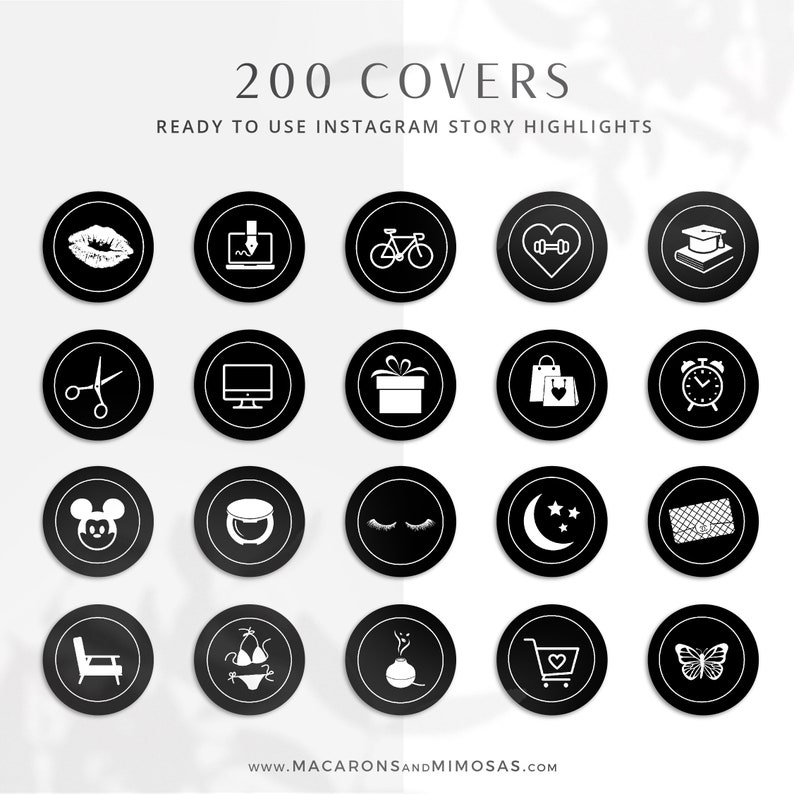 200 Instagram Story Highlight Icons Black Instagram Icons | Etsy