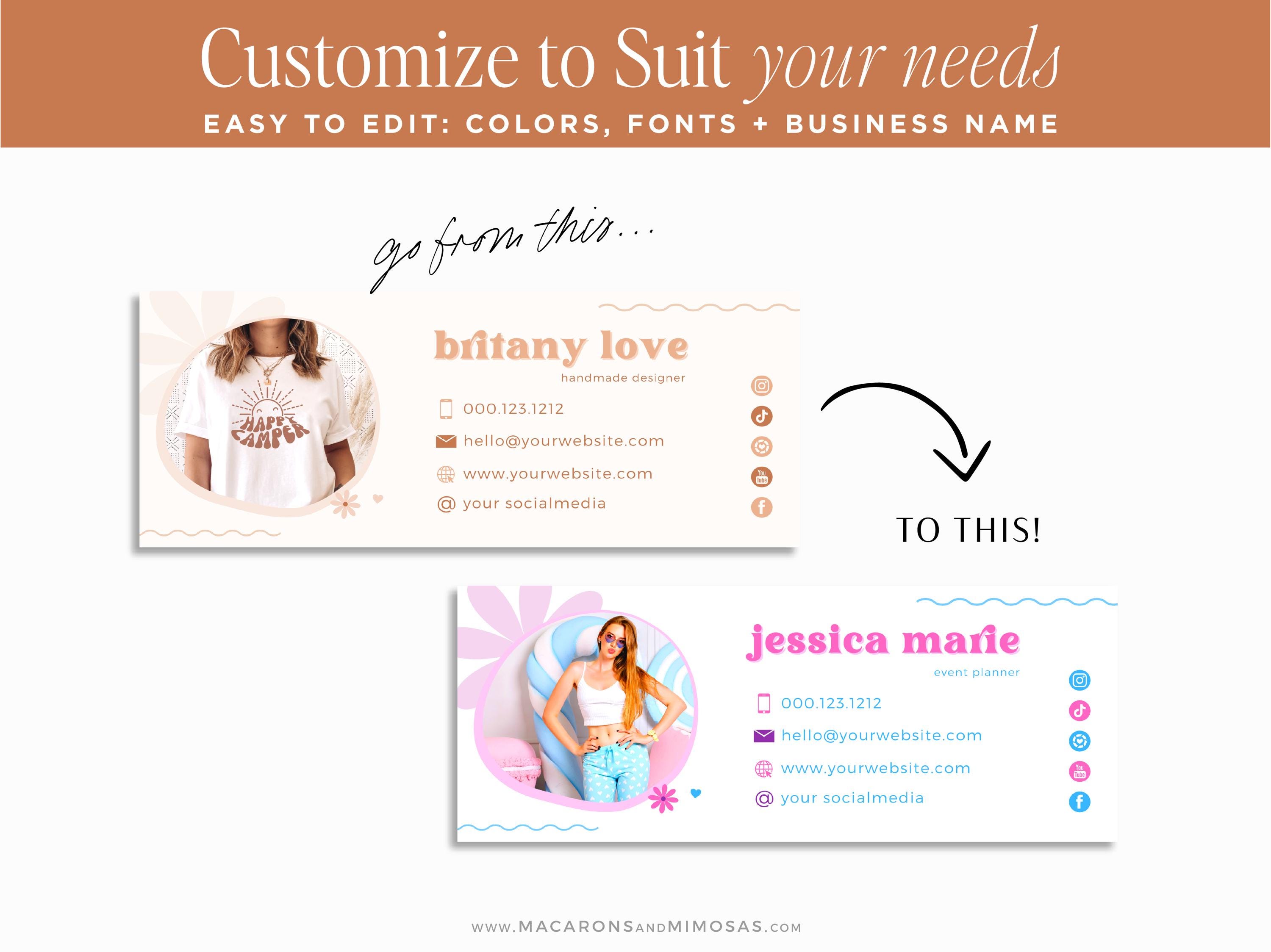 Pretty Boho Email Signature Template Edit in Canva, Neutral Fun Pastel ...