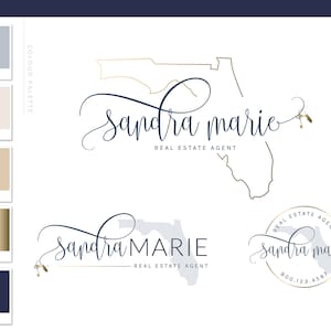 Florida Real Estate Logo, Realty Agent Logo, Gold Logo design, Premade Watermark Logo, Broker Business cards, Florida Realtor Marketing