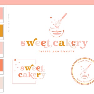Whisk Sprinkles Premade Bakery Logo, Watercolor Cakes, Boho Watercolor logo, Artisan Cakes Logo, Kitchen Food Cake logo Cooking logo Mixer