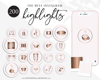 Instagram Highlight Icons, Instagram Story Covers, 200 Baby Pink Rose Gold IG Highlights, Beauty Fashion Instagram Highlight Icons