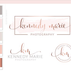 Photography Logo Design, Business Logo Branding Kit, Logo Design Custom, Rose Gold Logo Branding Package, Premade Logo and Watermark