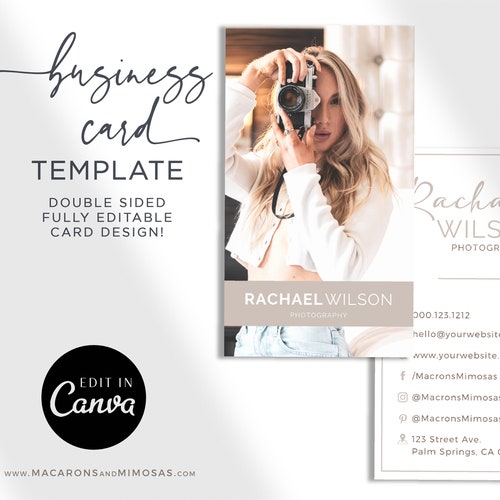 DIY Business Card Design Template, Photography Photo Business Card Template, Modern Real Estate Editable Business Calling Card, Realtor Card