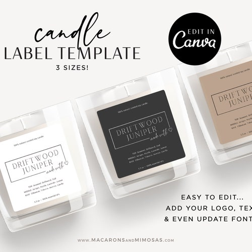 Candle Label Template Printable Candle Labels Personalized Etsy