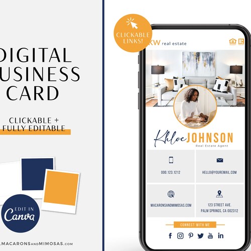 Digital Business Card for Real Estate Agents Unique Business Etsy