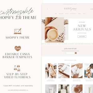 Shopify Theme Template, Minimal Shopify Website & Store Banner, Shopify 2.0 Boutique Design, Website Design, Luxe White Shopify Theme SJ01 image 3