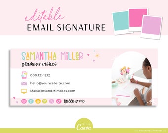 Gmail Email Signature Template, Rainbow Email Signature Clickable Canva Email Signature Template LS01