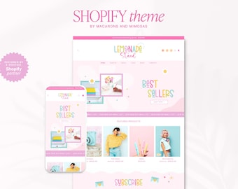 Bright Shopify Theme Template, Retro Shopify Website, Shopify Store Banner, Shopify 2.0 Ecommerce Website, Pink Shopify Boutique - LS01