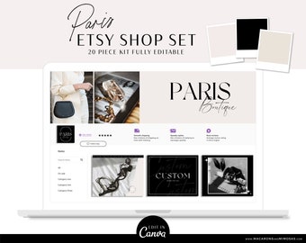 Etsy Banner Kit Luxe, Brand your Etsy Shop Business with minimalist Logos and Branding Set, Black and White Etsy Shop Kit, Etsy Templates