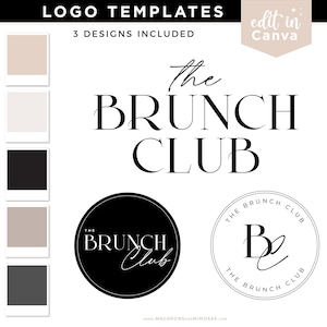 Logo-Vorlage Canva, bearbeitbares Logo-Design, DIY Minimal Branding Kit, Preppy Small Business Boutique Logo B01