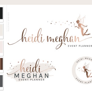 Fairy with Star Dust Magic Branding Logo Kit, Stars Design Brand, Elegant Watercolor Business Logo, Modern Signature Logo Creation