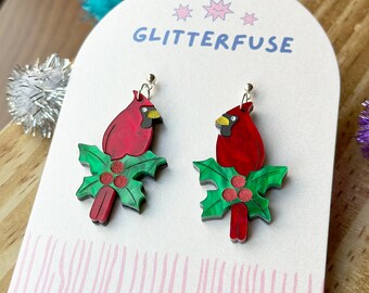Winter Earrings Gift For Her Cardinal Holiday Earrings Christmas Earrings Cardinal Gift