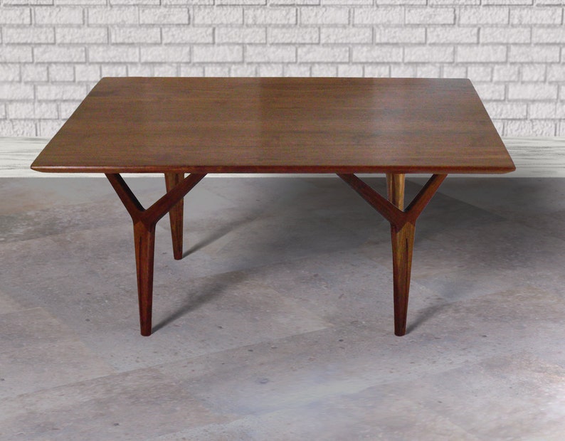 Walnut Coffee Table//modern Wishbone Leg Etsy