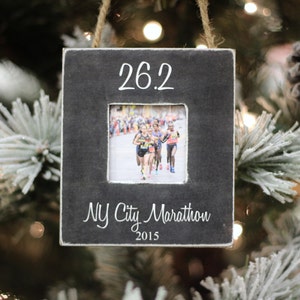 Marathon 26.2 Christmas GIFT Ornament Personalized Photo Ornament for Runner Marathon Half Marathon Race