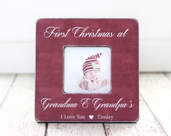 First Christmas as Grandma and Grandpa GIFT Personalized Picture Frame Pregnancy Announcement Baby Grandparents GIFT